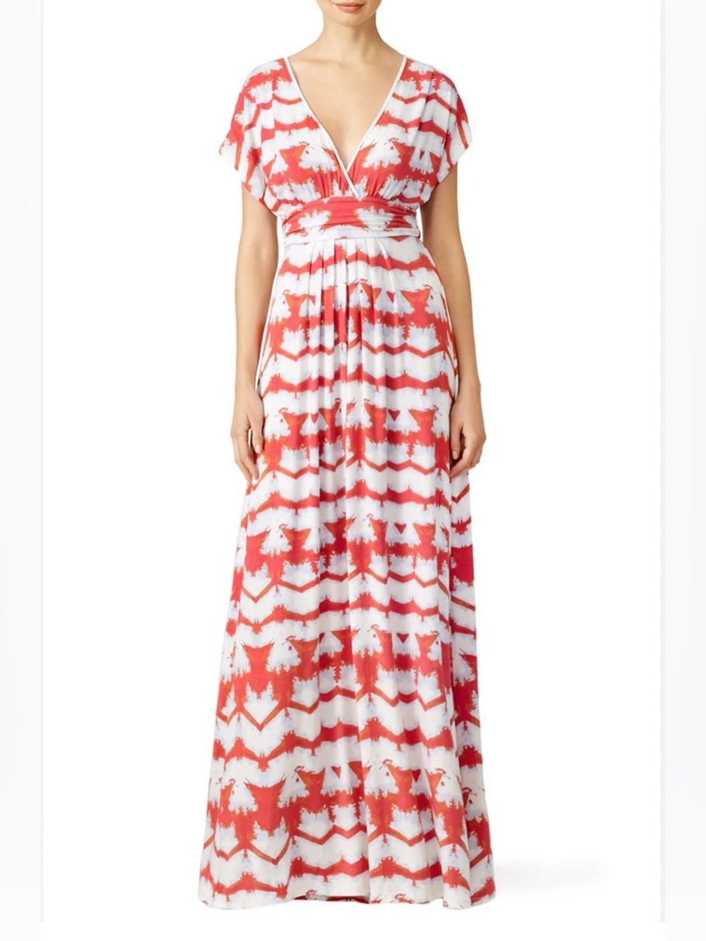 TART Red and White V-Neck Maxi Dress Women’s Size S